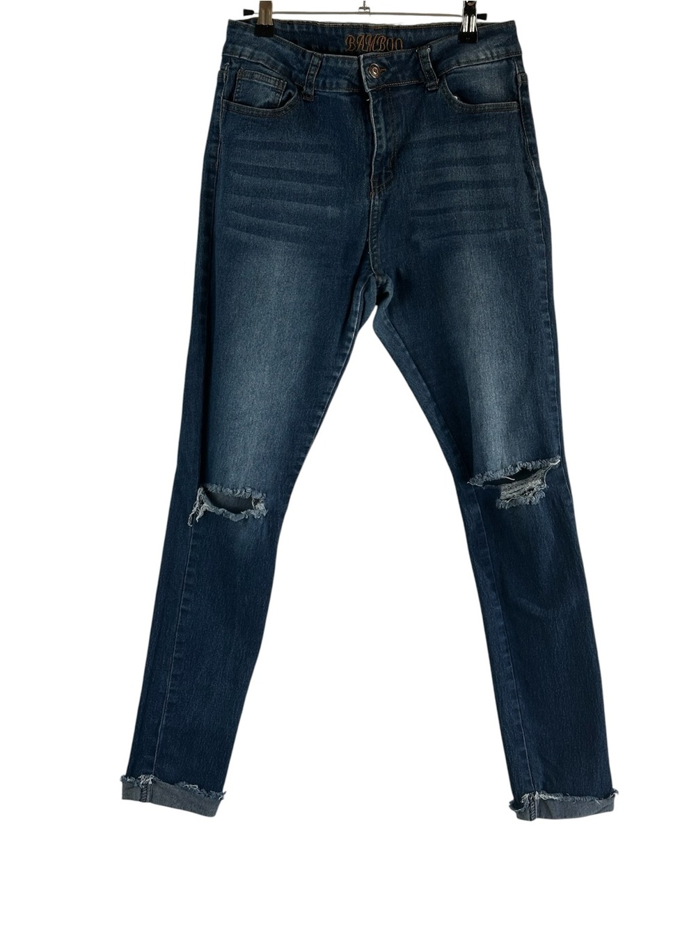 Bamboo Distressed Skinny Jeans Women’s Size 13/14 Medium Wash Stretch Y2K